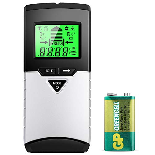 Stud Finder Digital Angle Gauge - 5 in 1 Electronics Wall Scanner Magnetic Wooden Metal Stud Sensor Wall Wood Detector + Mini Level and Bevel Gauge Digital Inclinometer Digital Protractor Saw (silver)