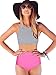 GEEK LIGHTING Women Girls 2 Piece Swimsuits High Waisted Bathing Suits Bikini Set (Large, Hot Pink)