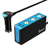 [Updated Version] Cigarette Lighter Adapter, CHGeek Car Charger 120W 12V 24V 3-Socket Power Splitter DC Outlet with 6.8A 4-Port USB