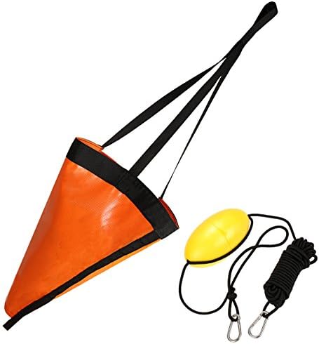 MOOCY 32-Inch Orange Drift Sock Sea Anchor Drogue with 30ft Kayak Tow Rope Line Buoy Ball Float Leash Sea Brake System for Marine Boat/Yacht/Jet Ski/Inflatable/Power Boat/Sail Boat …