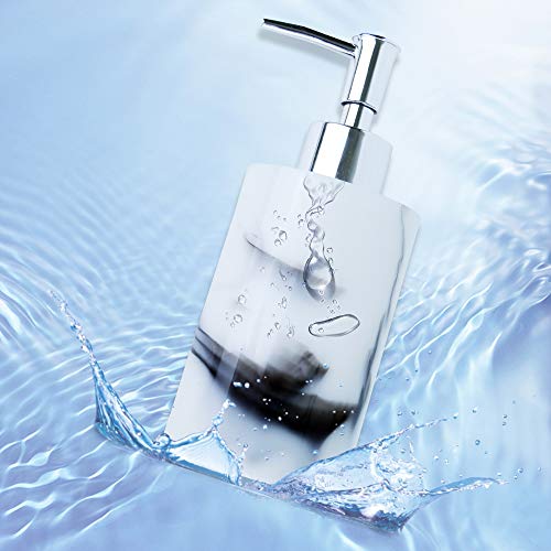 SUNTA Soap Dispenser, Refillable Resin Marble Style Lotion Liquid Soap Shampoo Dispenser Pump Bottle Container for Kitchen, Bathroom - White (250ml/8.5oz) - Thumbnail 6