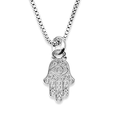 Medalla Religiosa - Anhänger Mini Hand der Fatima 6 x 8 mm mit Venezianerkette 40 cm. Sterling-Silber 925