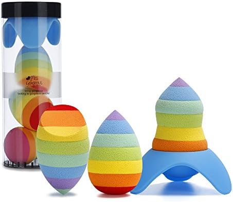 Miss Gorgeous Blender Beauty Sponges, Make-Up Foundation Cosmetic Sponge (3Pcs Latex Makeup Sponge + 1Pcs Sponge Holder)