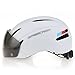 Base Camp Cycling Bike Helmet with Removable Shield Visor - Adjustable M L Size 22-24 Inches (Matte White)