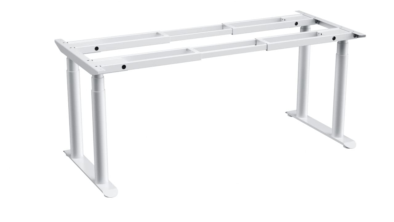 Photo 1 of VWINDESK VJ402 Four Legs(Columns) Electric Height Adjustable Standing Corner Desk Frame Only W/Four Motors, Ergonomic Sit Stand Up Height Adjustable Steel Base with Digital Memory Keypad (White)