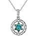 My Daily Styles 925 Sterling Silver Jewish Star of David Blue Turquoise-Tone Simulated Opal CZ Pendant Necklace