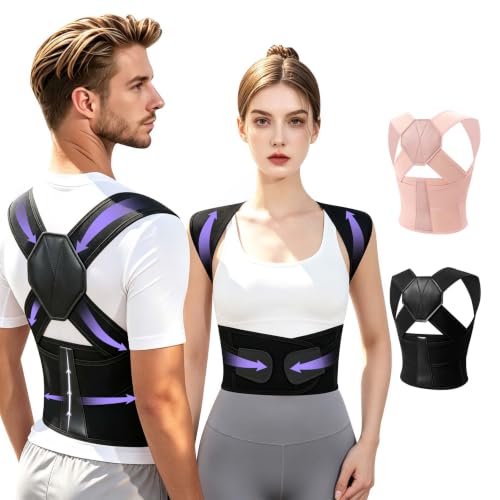 QFE Posture Corrector for Women and Men Back Brace Upper Back Support Adjustable Breathable Shoulder Straightener (Black, XX-Large) at Amazon
