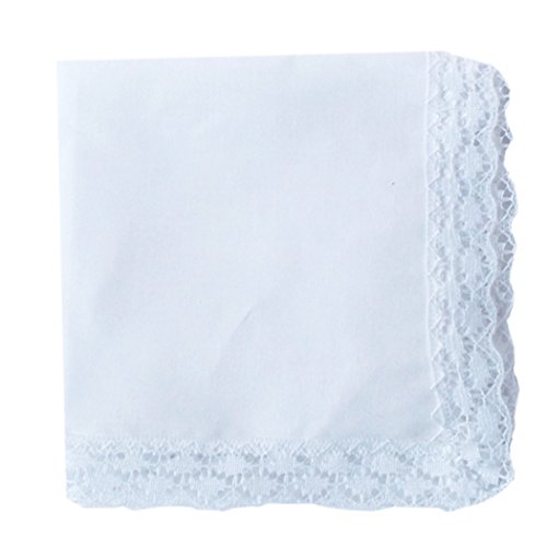 COCOUSM White Perfect Wedding Lace Cotton Handkerchiefs-Square 10 x 10"