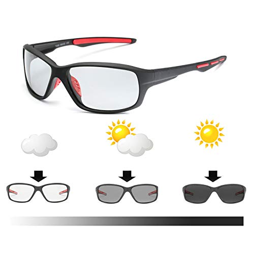 POLARLENS Photochromic Polarized Glasses Sunglasses Lens Cycling Running Sports Unisex Men Women Red Black