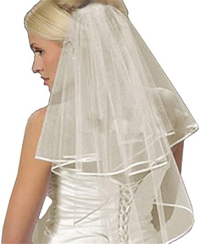YDTQXG Bridal Veil short 2-stage with satin edge