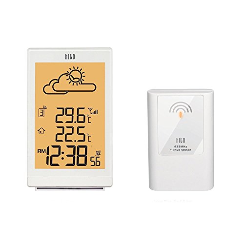 Buy HITO Wireless Weather Station Atomic Radio Controlled Alarm Clock w/ Backlight, Indoor