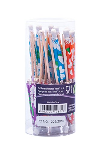 tib 10802 Hawaii Eis-/Papierschirme Set mit 24 Stück pro PVC-Box, mehrfarbig, Einheitsgröße – Bild 3