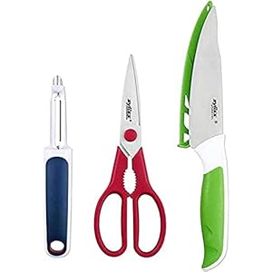 Zyliss E920252 Comfort 3-Delige Set Voor Voedselbereidingen, Japans Roestvrij Staal, Veelkleurig, Keukenmes…