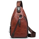FREEMASTER Sling Pack Chest Bag Men's Shoulder Backpack PU Bag Outdoor Cross Body Bags Retro Bag Walking Hiking Camping Gym Cycling Daypack