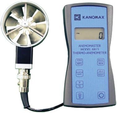 Kanomax 6813 Anemomaster APT Velocity and Temperature Rotating Vane Anemometer, LCD Display, 32 to 125 Degrees F Operating Temperature, 3.2" Width x 6-1/2" Height x 1-1/2" Depth
