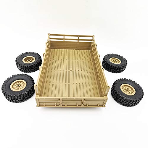Gbell DIY Trailer Car Truck Vehicle Part Toy Set for WPL 1/16 Military Truck RC Car, Plastic Metal Educational Puzzle Toys for Kids Boys 6-14 Year Old,20x7x13.5CM,Army Green Blue Yellow (Yellow)