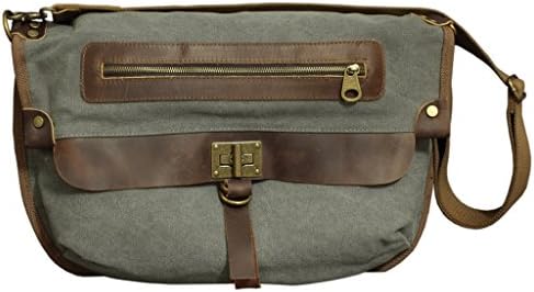 Rustic City Leather and Canvas Charcoal Gray Unisex Large Hobo Purse Tote