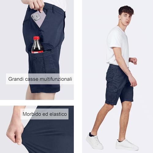 RE&X JEANS COUTURE Men's Shorts Comfortable Breathable Cotton Cargo Bermuda Shorts