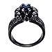 Bamos® Fashion Jewelry Womens Blue Sapphire Six Claws Four skull Black Gold Wedding Rings Size 7