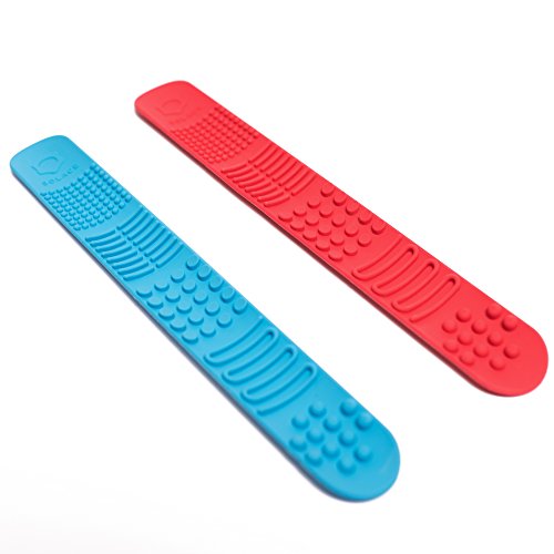 Sensory Slap Fidget Bracelet Bands - 2-Pack - Quiet Tactile Stimulation For Autism and Special Needs Kids - Bump Textures Helps Girls & Boys with Stimming Fidgeting and Focus - by Solace (Red & Blue)
