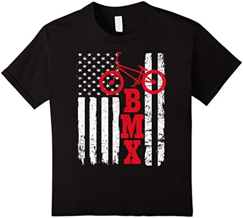 Kids BMX Shirt: USA American Flag Sport Fan Bike Biking T-Shirt 10 Black