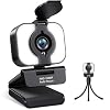 Auto-Focus Streaming 1080P Webcam with Microphone – 2021 Full HD USB Webcam, Adjustable Light, Privacy Cover, Tripod，Plug and Play for PC Video Conferencing/Calling/Gaming, Skype/YouTube/Zoom/Facetime
