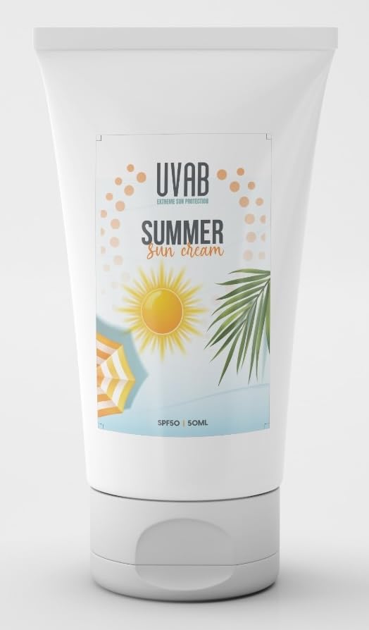 UVAB SPF25+ 50ml Summer Sun Cream For Face & Body Sunscreen High Protection. Moisturising Factor 25+ Sunscreen For High Protection Of Face & Neck.