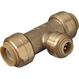 SharkBite U359LFA Tube Reducing Tee, 1/2 X 1/2 X 1/4 in, Push-Fit, Psi Working, Dzr, 200 Deg F, 1/2 inch x 1/2 inch x 1/4 inch (3/8 inch OD), Brass