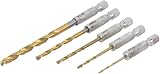 BlueSpot Tools 5Pce Titanium Coated Hex Drill Bit Set 1/4 Inch Hex 1.5-4.8mm view 2