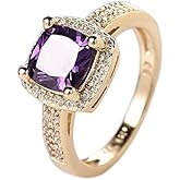 Cutesmile 18K Gold Filled Princess Cut Purple CZ Crystal Ring (9)