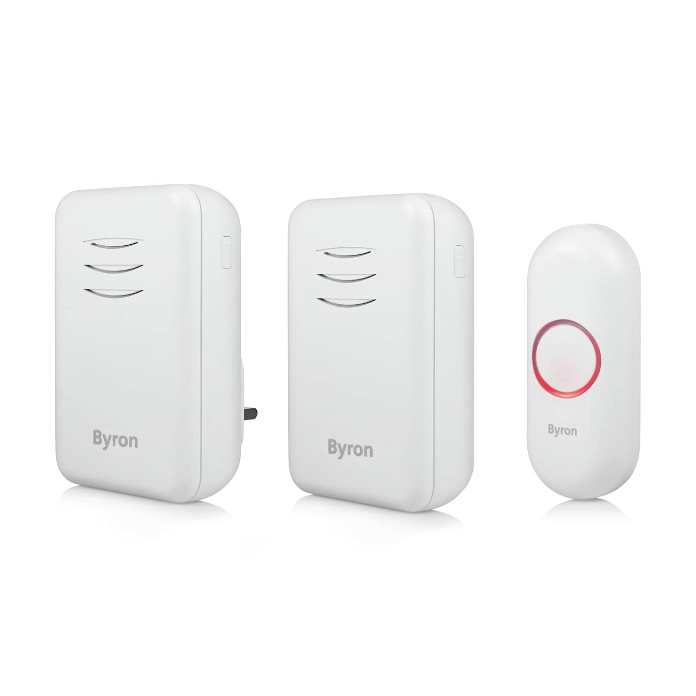 Byron Wireless Doorbell Set, Portable Battery-powered Chime & Plug-In Chime, 150m Range in open field, 16 Melodies, DBY-22314UK
