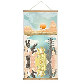 Wooden Framed Hanging Poster Nordic Style Nature Landscape Wall Picture Canvas Artwork for Home Decoration Ready to Hang - 18"x36"