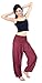 Boho Vib Women’s Rayon Print Smocked Waist Boho Harem Yoga Pants (L/XL, Solid Burgundy)thumb 3
