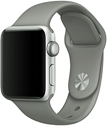 Apple Watch Band, Weaoren Soft Silicone Replacement with Stainless Steel Pin Sport Band for 38mm Apple iWatch S/M ( Concrete )