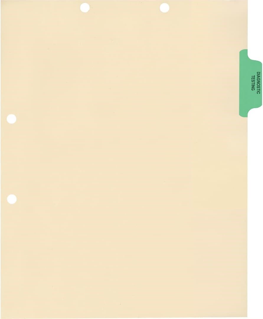 Medical Arts Press Match Colored Side Tab Chart Dividers- Diagnostic Testing, Position 2 (100/Pkg) (56765)