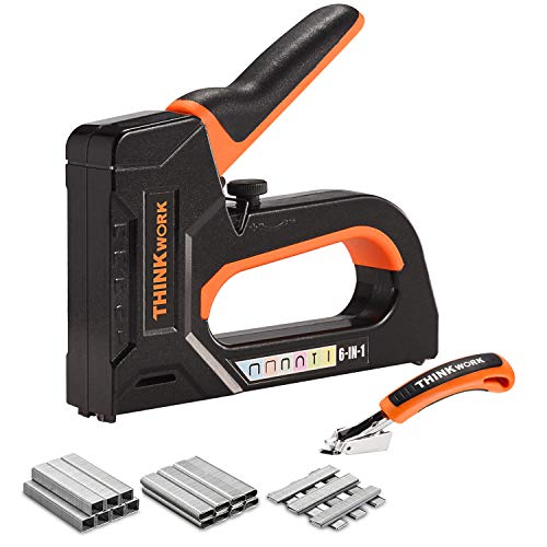 THINKWORK Staple Gun, Heavy Duty Staple Gun with Staples, 6 in 1 Manual