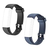 Letsfit Replacement Bands for Fitness Tracker ID115U HR, ID115U HR Accessory Bands, Adjustable Replacement Straps, 2 Pack (Black, Blue)