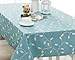 Tina Cotton Linen Tablecloth Leaf Embroidered Table Cover for Dinner Kitchen Blue, 36