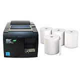 Star Micronics TSP 143IIU Receipt Printer Productivity Bundle - Easy to Use - USB Printer - Dark Gray - Compatible with Square Stand - Includes Four (4) Rolls of Receipt Paper