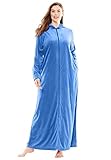 Dreams & Co. Women's Plus Size Long Hooded A-Line Velour Robe