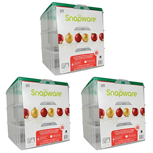 Snapware Snap 'N Stack Square 3-Tier 13 x 13-Inch Ornament Storage Container, Holds 48 Ornament Balls Per Container - 3 Pack - Thumbnail 5