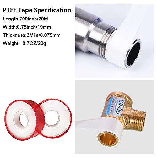 Teflon Tape, Thread Seal Tapes, PTFE Thread Seal Tape for Plumbers Sealant Tape for Leak Water Pipe Thread 3/4 inch x 790inch (2 Pack/White)
