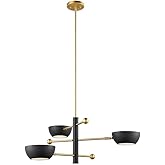 Savoy House M100143MBKNB Meridian Adjustable Metal Chandelier, 3-Light 180 Total Watts, 12" H x 34" W, Matte Black and Natura