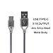 Type-C USB Cable,3.3FT Metal Braided 3.1A Output Fast Charger Data Cable for Samsung Galaxy S8+(Grey), Chromebook ( Gray ), LG G6 V20 G5,Google Pixel, Nexus 6P 5X, Huawei P9, HTC 10