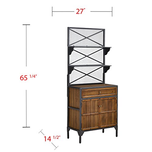 Furniture HotSpot Bakers Rack- Black w/Natural Pine - 27” W x 14.5” D x 65.25” H