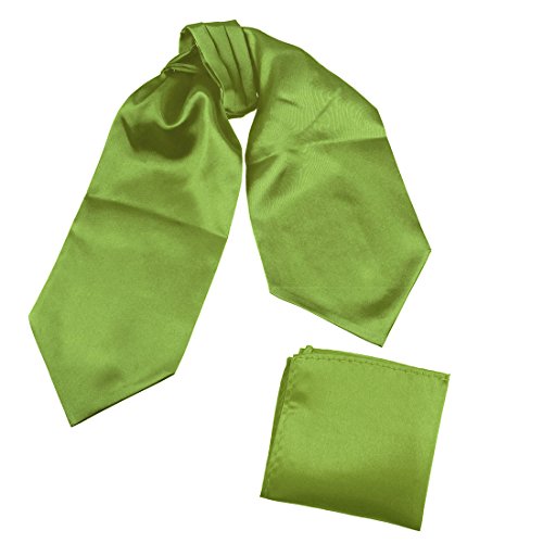 DRC1E01M Yellow Green Plain Soft Stain Elegant Presents Ascot and Matching Handkerchief By Dan Smith