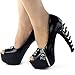 SHOW STORY Womens Skull Zipper Peeptoe Platform Bone Heel Club Pumps,LF80624