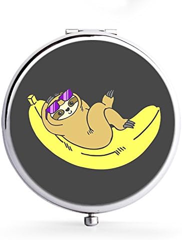 Makeup Mini Mirror Handhold Double Side Compact Travel Mirrors - Cool Bananas Sloth