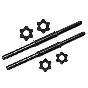 advancethy 18″ Threaded Dumbbell Handle Set Nonslip Dumbbell Bar Handles With Fixed Collar For Daily Workout, Black