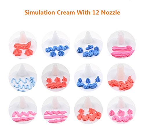 12 PCS 50g Simulation Cream Adhesive,mofa Faux Simulation Fake Whipped Cream Glues Set,Crystal Cream Adhesive with 14 Nozzles (Simulation Cream Adhesive)